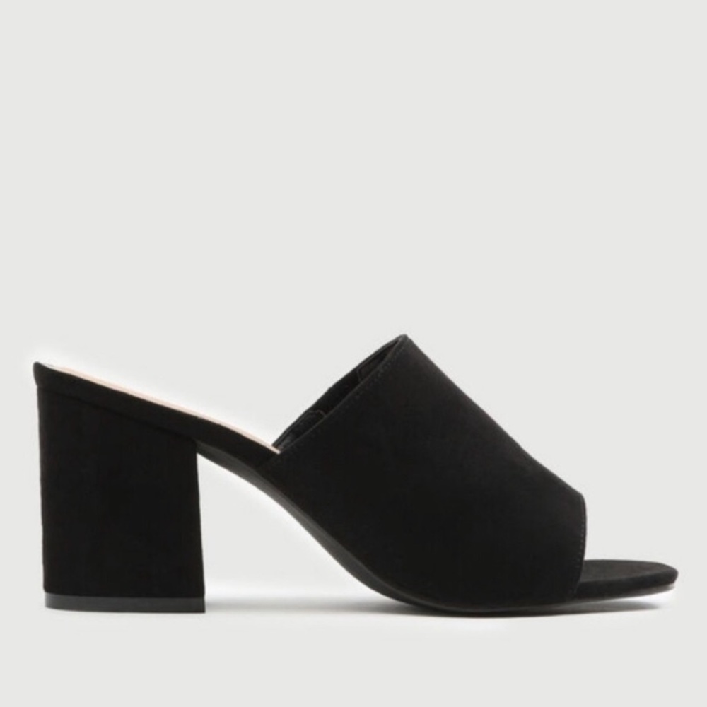 Black Suede Mules Sandals Heel Wedge Open Toe Slip On Espadrilles Summer